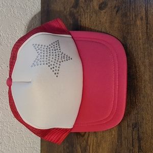 Pink & White Star Studded Trucker Hat.  NWOT